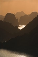 Sunset at Halong Bay or Vinh Ha Long
