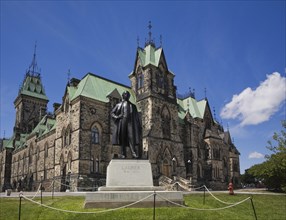 Wilfrid Laurier monument in front of East Block building