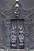 Detail of woodcarvings at the Shwe In Bin monastery in Mandalay