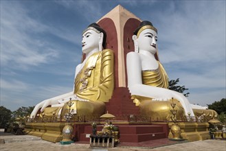 Four Seated Buddha Shrine at Kyaikpun Pagoda in Bago