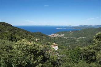 View from the mountain village of Poggio to the island of Elba