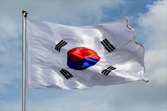 South Korea Flag blowing in the wind