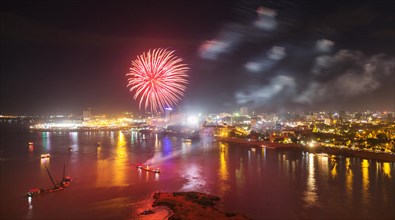 Fireworks over Tonle Sap and Mekong