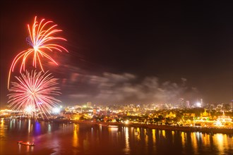 Fireworks over Tonle Sap and Mekong