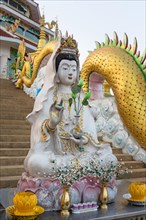 Guan Yin statue at the entrance to the Wat Huay Pla Kang temple