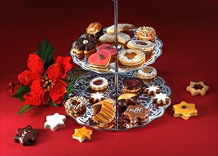 Christmas cookies on an etagere