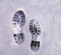 Shoe prints in snow