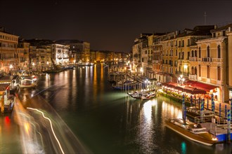 Grand Canal with ships at night