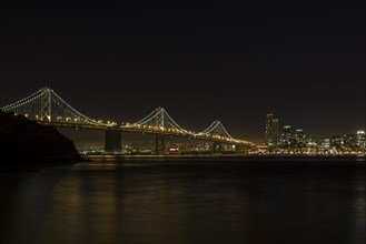 San Franciscoâ€“Oakland Bay Bridge at night
