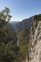 View into the deep gorge of the Verdon