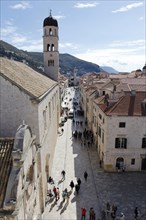 View from the city wall to the main street Stradun or Placa
