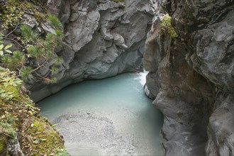 Glacier river Gornervispe flowing through the Gornerschlucht gorge