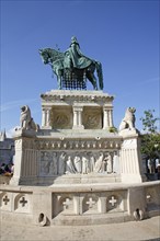 Equestrian statue King Stephen I. at the Fisherman's Bastion in the Castle District