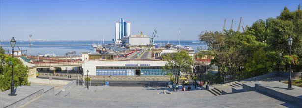 Passenger Terminal and Hotel Odessa in Odessa Sea Port view from the Potemkin Stairs