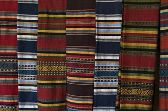 Traditional Thai shawls hanging
