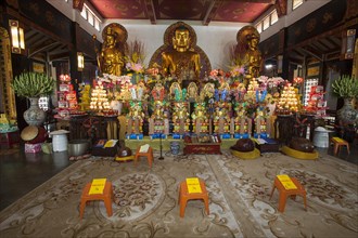 Buddha statue and altar in Chua Vinh Pagoda