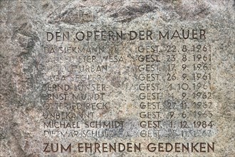 Memorial stone for victims of the German Wall