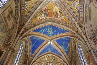Ceiling vaults decorated with frescoes in the upper church of San Francesco Basilica