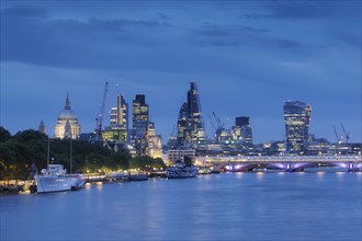 London skyline and river Thames at dusk