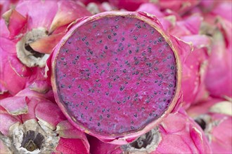 Cross section of a Dragon Fruit or Pitahaya