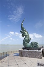 Dragon fountain on the promenade in Songkhla
