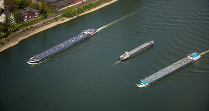 Three cargo ships on the Rhine