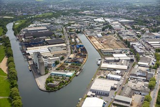 Mulheim Ruhr harbour with a brownfield site by Fischhofstrasse road