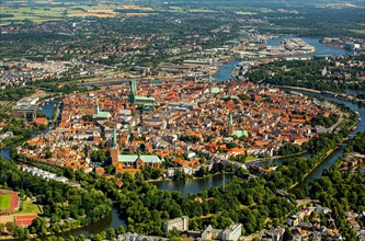 Historic centre of Lubeck with Trave and Obertrave
