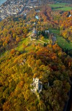 Burg Drachenfels and Drachenburg Castle in autumn