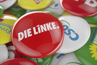 German political party Die Linke button in front between other governing party buttons