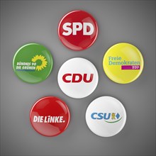 Buttons of the political groups of the German Bundestag