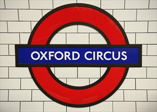 Oxford Circus underground station sign