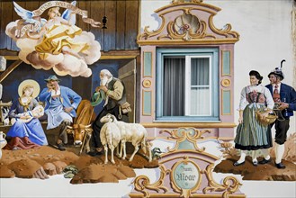 Luftlmalerei fresco painting adorning the facade of a house