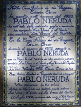 Memorial plaque to the poet Pablo Neruda in Via Tragara