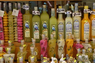 Souvenir stand with bottles of Limoncello