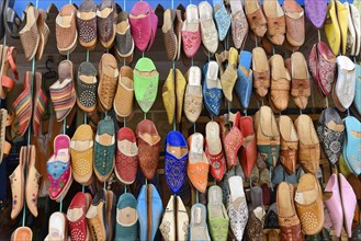 Typical Moroccan slippers made of leather