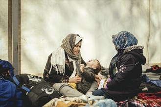 Refugees in a refugee camp