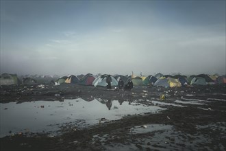 Tents in the morning after heavy rains
