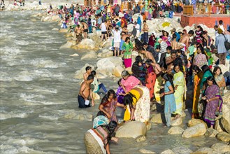 Pilgrims from all over India come to the banks of the river Ganges to have their holy dip into the water