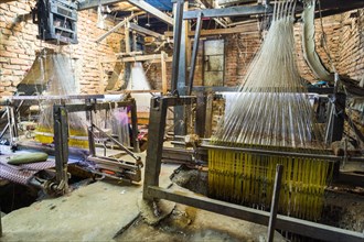 Old traditional looms for weaving the material for the traditional nepali Dhaka topi hats