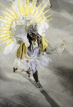 Costumed samba dancer