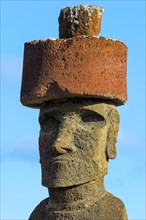 Ahu Nao-Nao Moai wearing a red hat