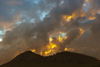 Rano Raraku volcano at sunset