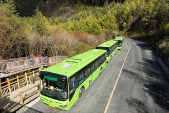 Buses in Jiuzhaigou National Park