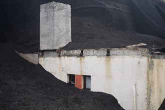 House covered with lava
