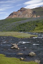 River Fjaroara and vulcanic mountains
