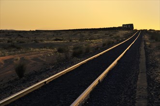 Railway through the desert for the transport of iron ore from M'Haoudat to Nouadhibou port