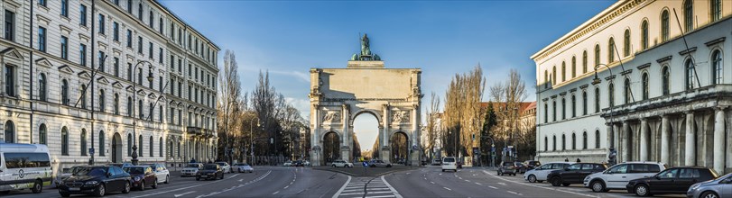 Siegestor arc with university building and Ludwigstrasse road