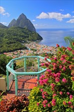 View of the village and the two Pitons