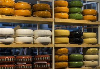 Stall with cheese wheels